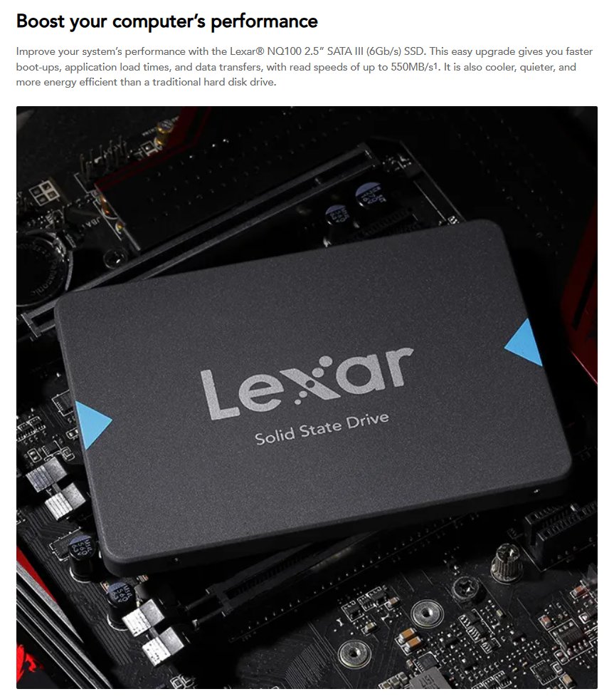 Lexar NQ100 2.5 Inch SATA III (6Gb/s) Easy Set Up Internal SSD Solid ...