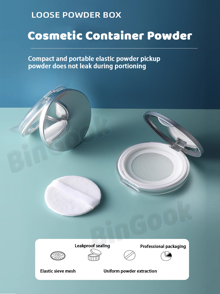 Cosmetic Container Powder Case with Mirror Portable Travel Size Loose ...