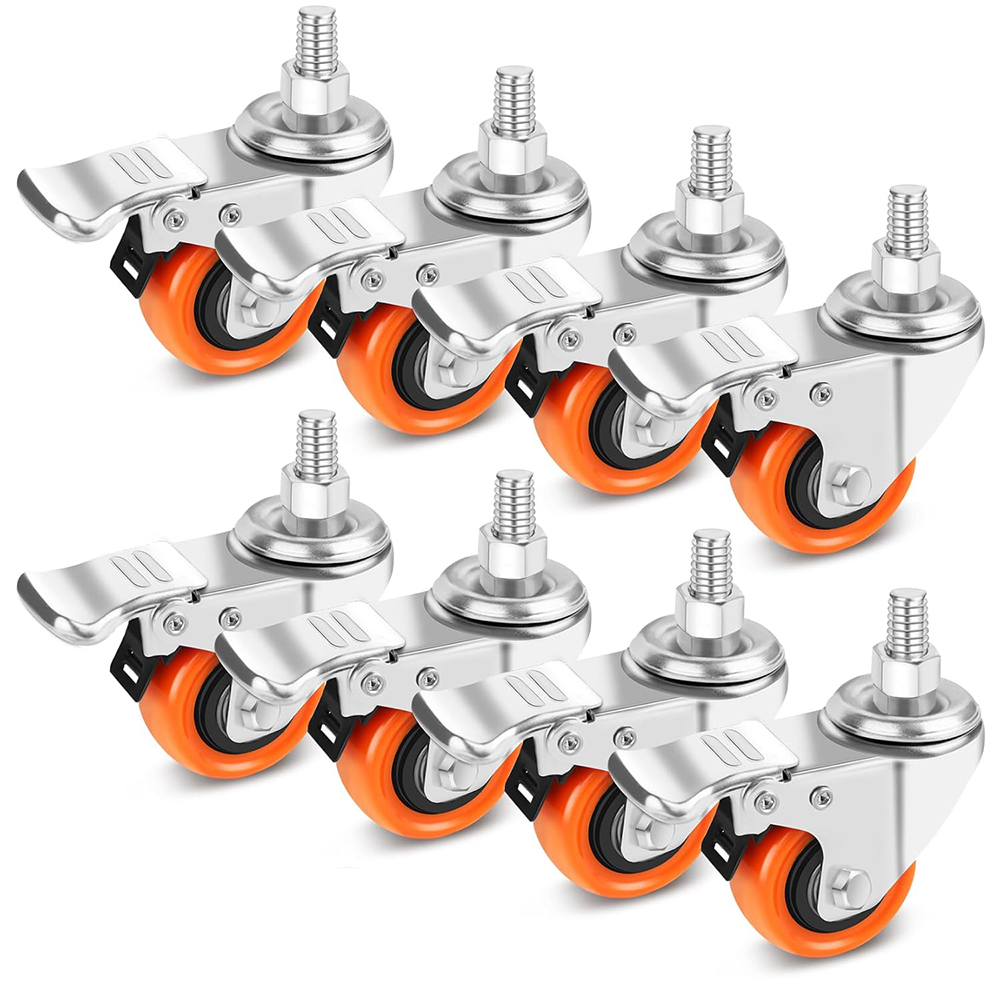 4PCS Heavy Duty Screw Caster Wheel Mute Double Shafts Swivel, With ...