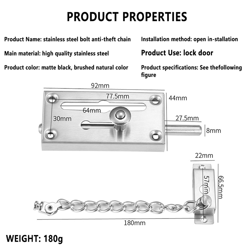 304 Stainless Steel Door Chain Lock Home Window Door Security Chain ...