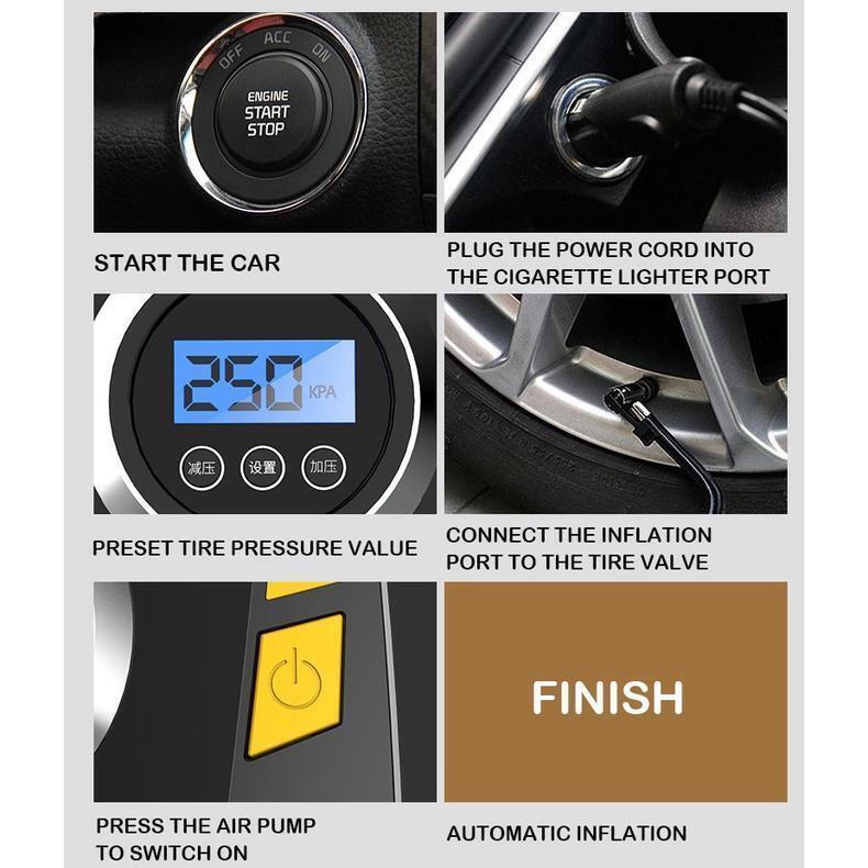ToolHub Car Electric Tyre Pump 12V Tire Inflator with Accurate Digital ...