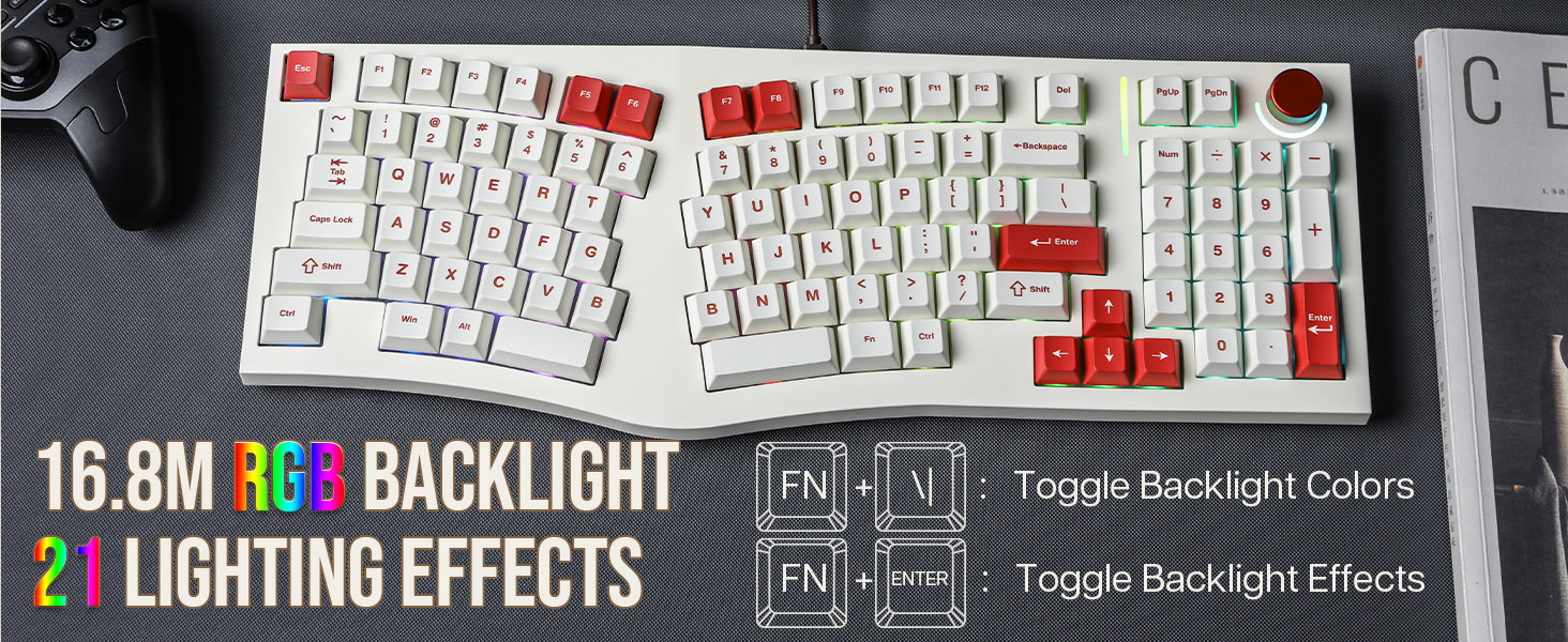 FEKER Alice98 Pro 3-Mode Hot-Swappable Ergonomic Mechanical Keyboard ...