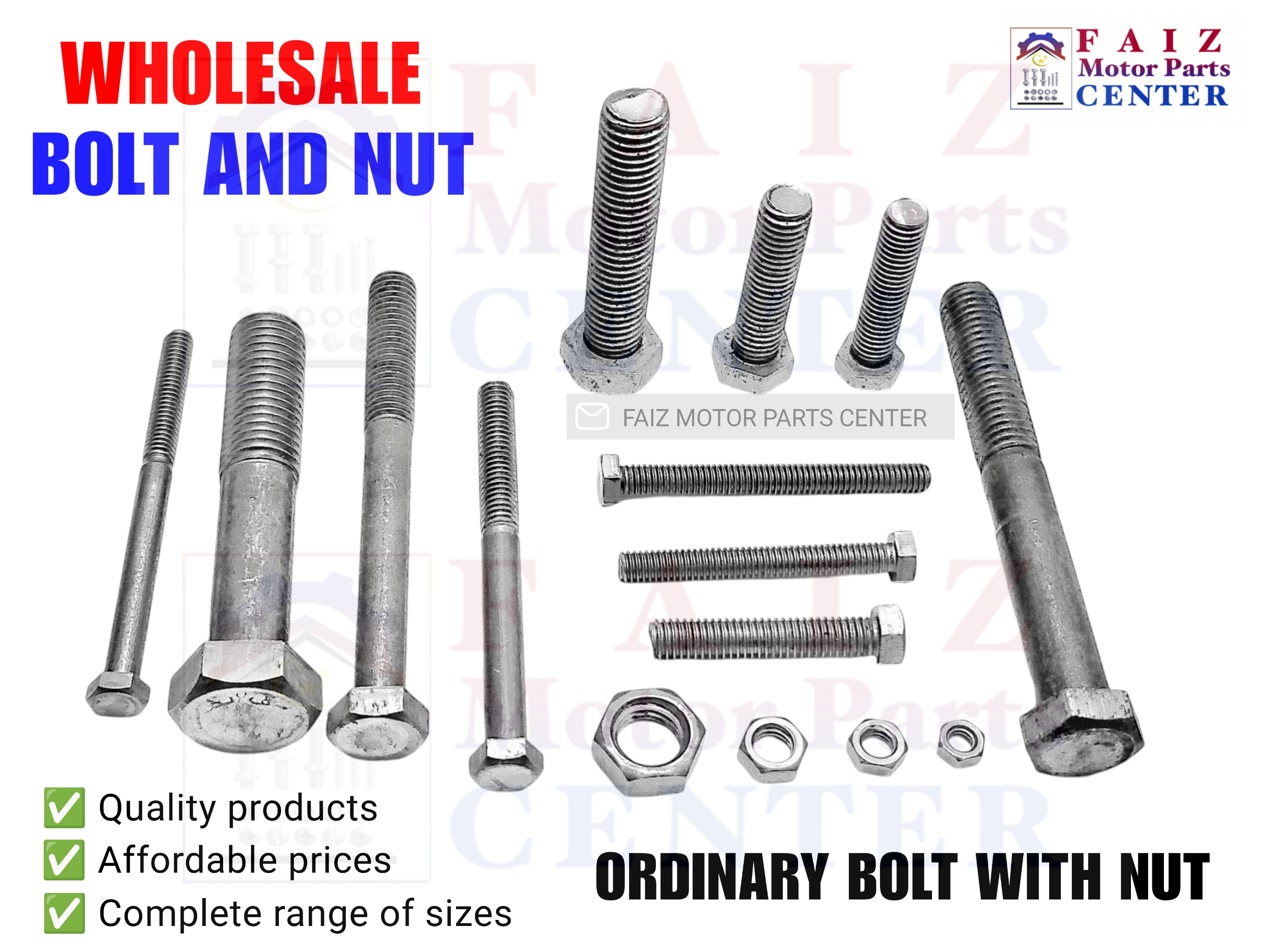 ORDINARY 5/16 x 3 inches (#12 sa yabe/tools)BOLT WITH NUT HEXAGONAL ...