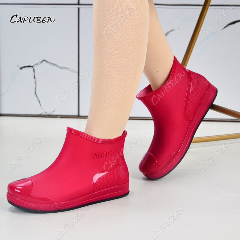 CAPUBEW Rain Shoes for Women Rubber Non-slip Breathable Mid-calf ...