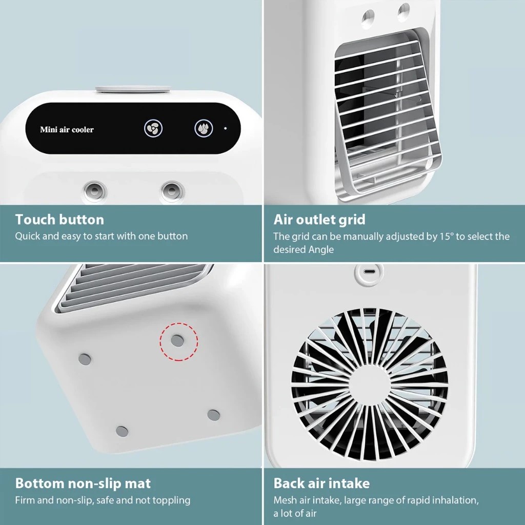Midea 500ML USB Desk Fan Air Cooler, Mini Personal Cooling Device with ...