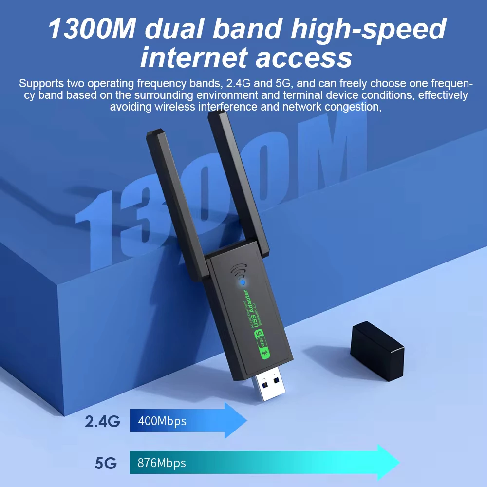 USB WIFI Dongle For Desktop1800Mbps USB 3.0 WiFi Adapter Network Card 2 ...