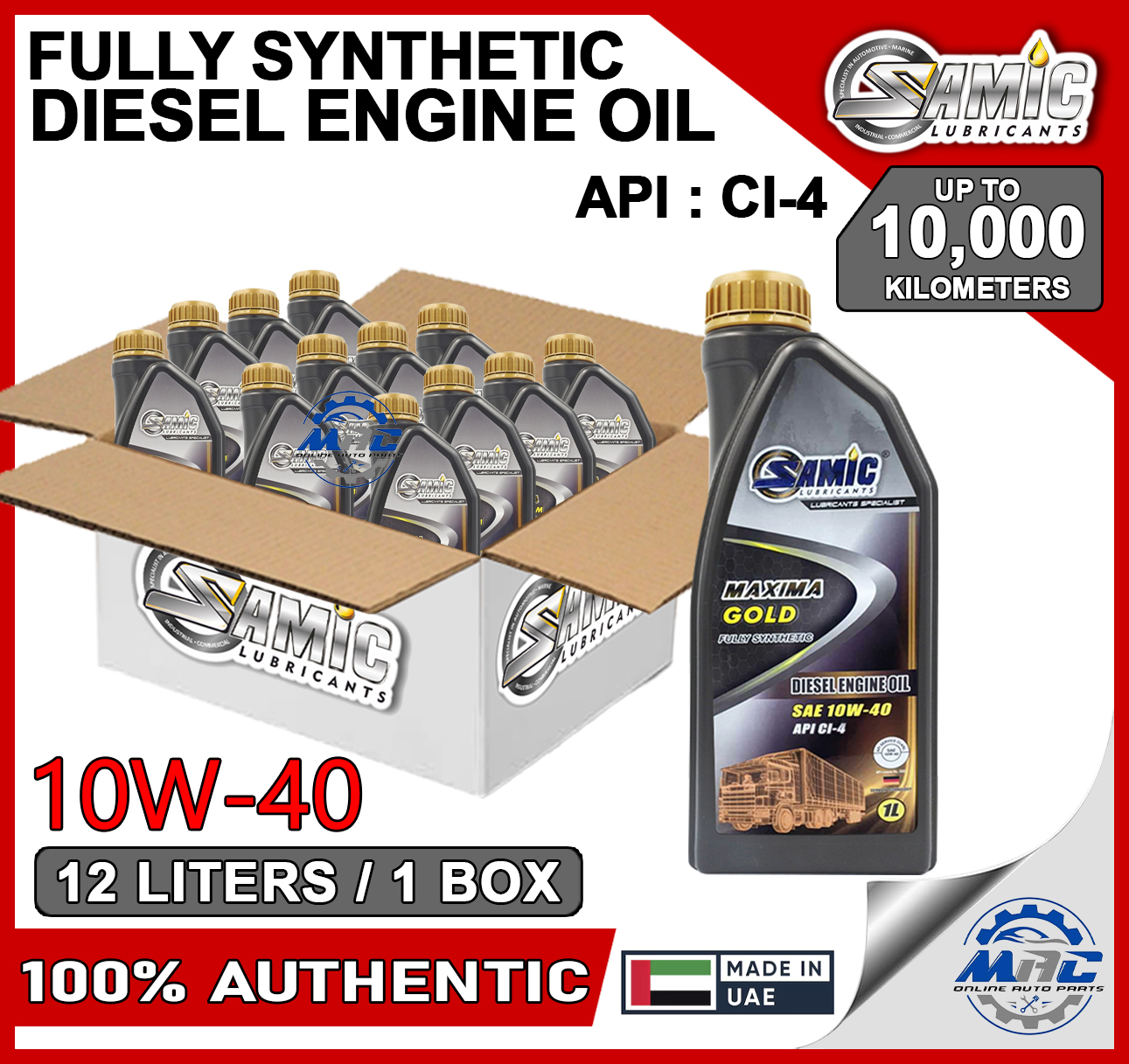 SAMIC MAXIMA GOLD 10W40 12 LITERS 1 BOX - DIESEL ENGINE OIL API : CI-4 ...