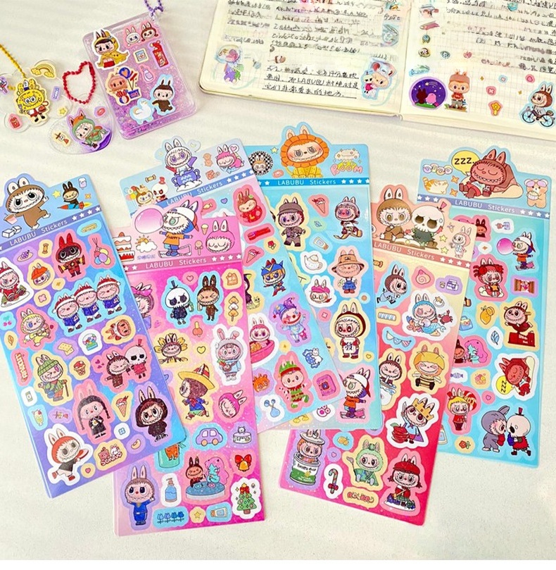 Labubu Waterproof Sticker DIY Hand Ledger Sticker Cute Stickers PET ...
