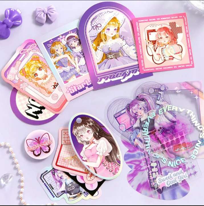 Fantasy game korean girl notebook set material guft box warm gift cute ...