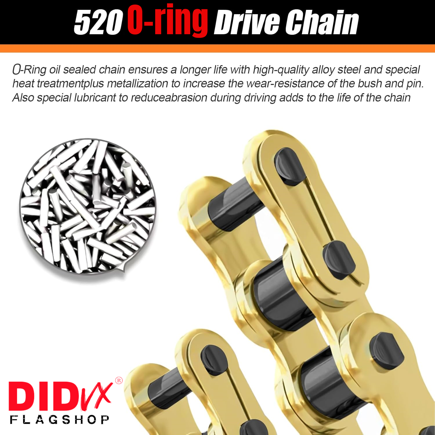 Universal Motorcycle Chain Oil Seal Golden Chain DID Oring 520 525 530 ...
