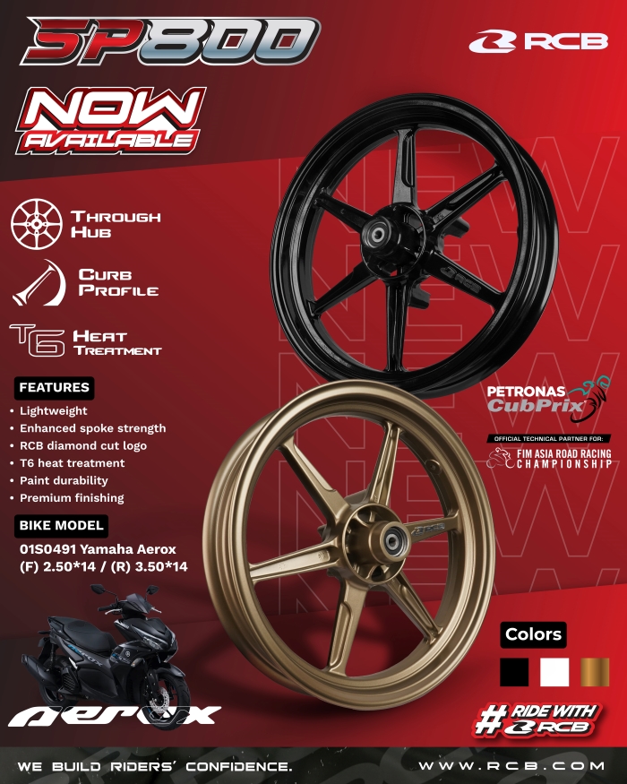 RCB Sport Rim SP800 for Yamaha Aerox V1/V2 (F-250*14/R-350*14) | Shopee ...