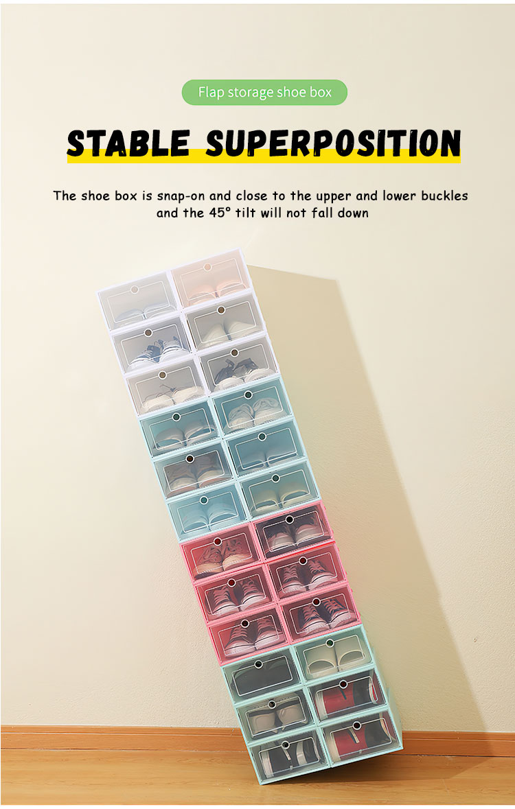 Big size Color Shoe box plastic Foldable shoe rack organizer storage ...