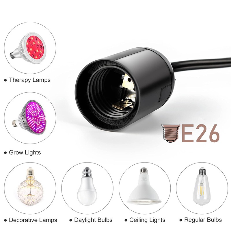 Lamp Socket Metal Spring Clip E26 Light Bulb Socket AC Outlet Plug ...
