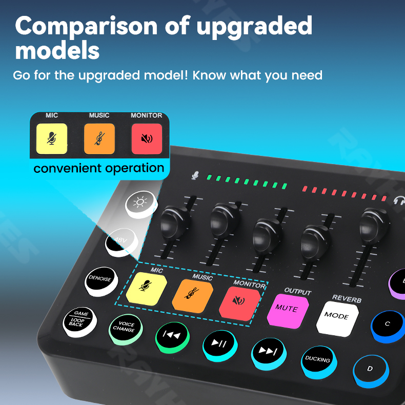 RAYHAYES RJ-F4 Soundcard Mixer Bluetooth Mic For Phone Pc Live Complete ...