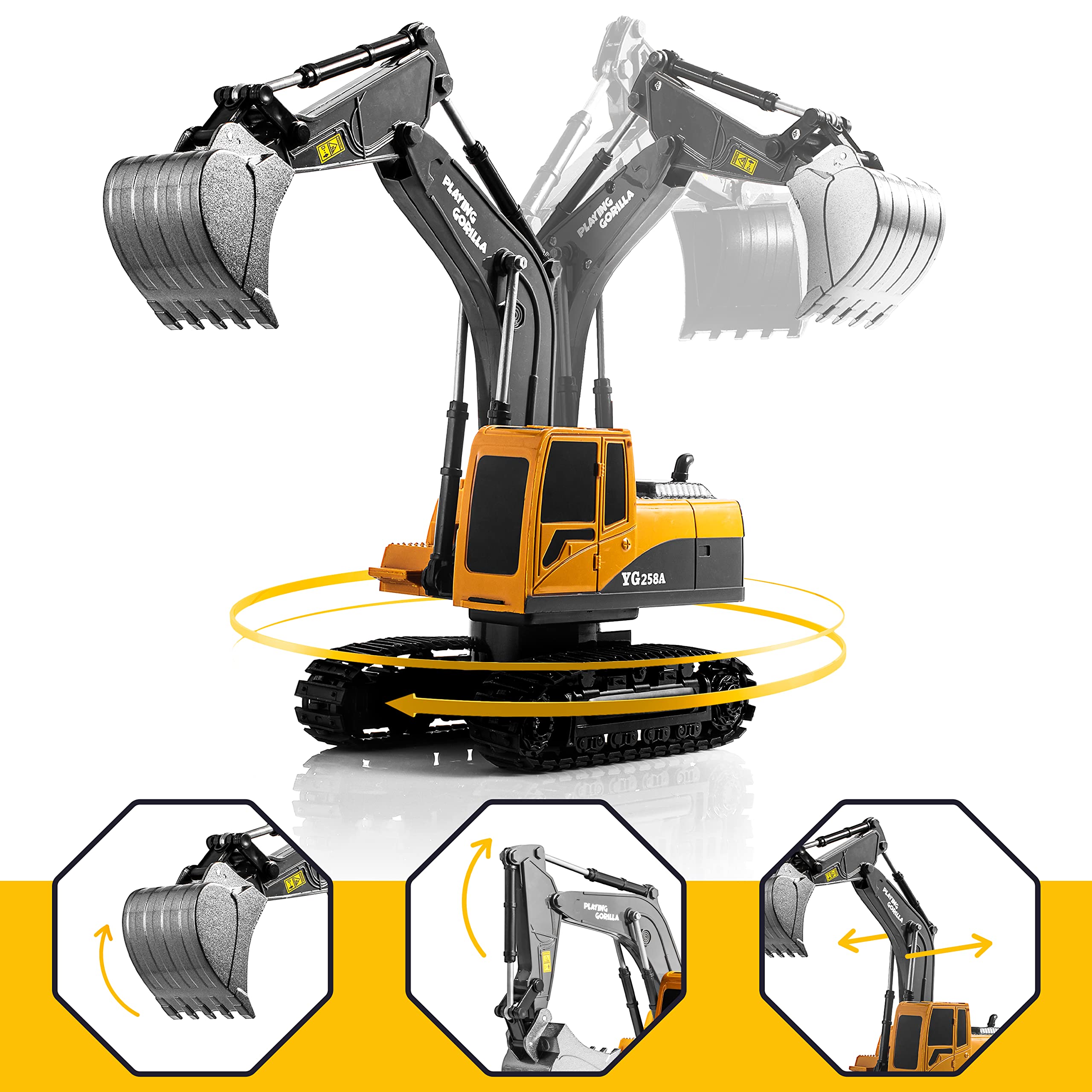 1:24 Alloy Remote Control Excavator Rechargeable Engineering Car Dump ...