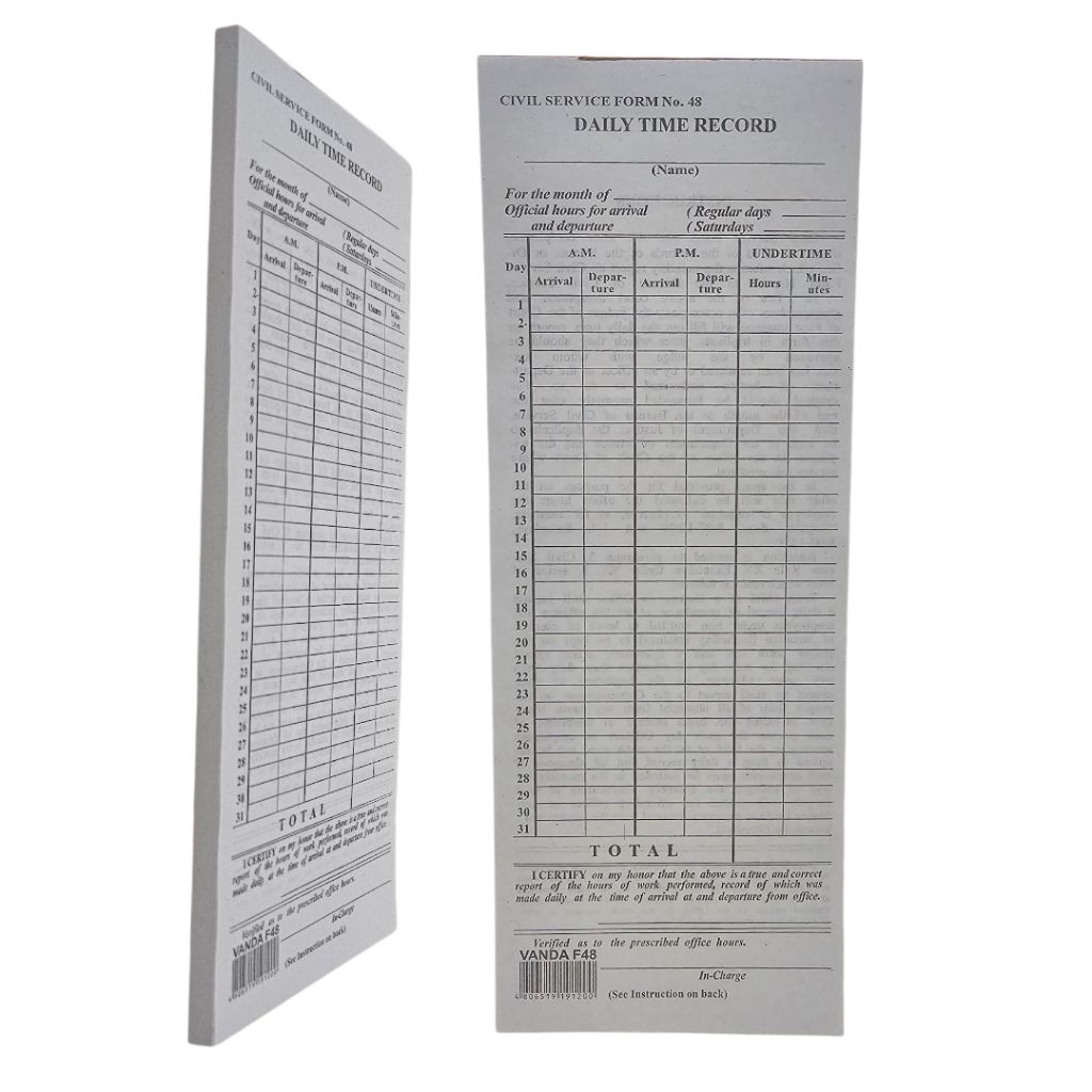 Vanda Daily Time Record Form 48- 500 Sheets | Shopee Philippines