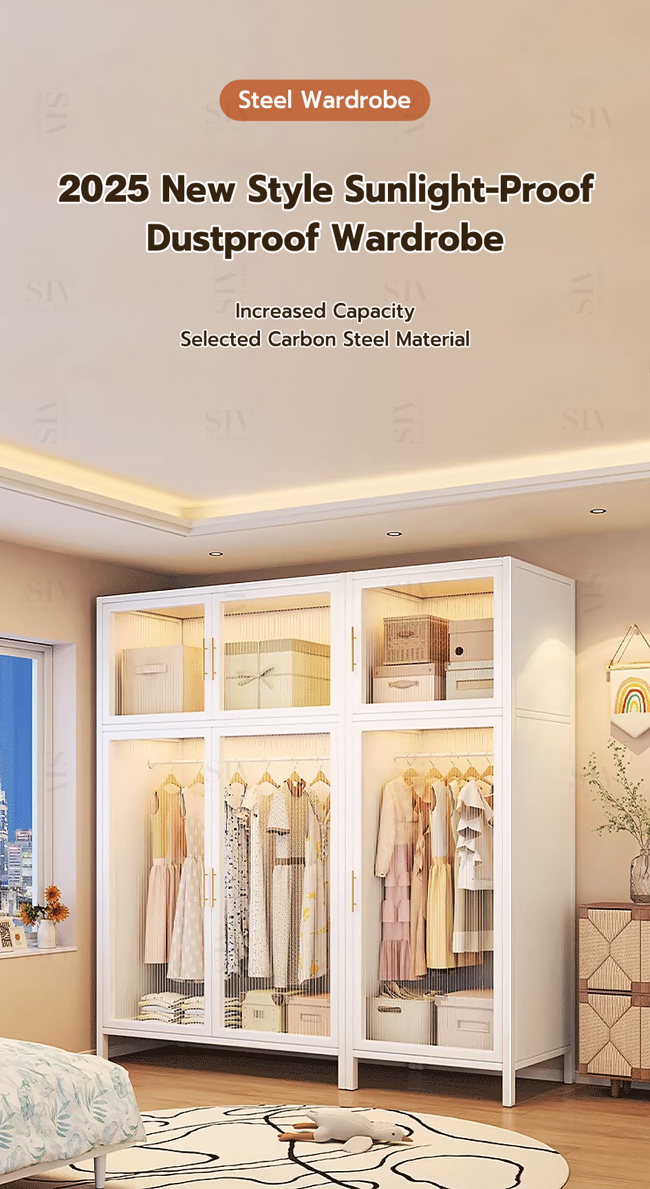 SIV Metal Wardrobe Steel Cabinet For Clothes Storage With Hanger (4-6 ...