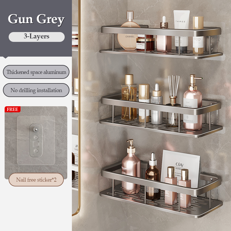 BTY Space Aluminum Bathroom Rack Stainless Bathroom Organizer Storage ...