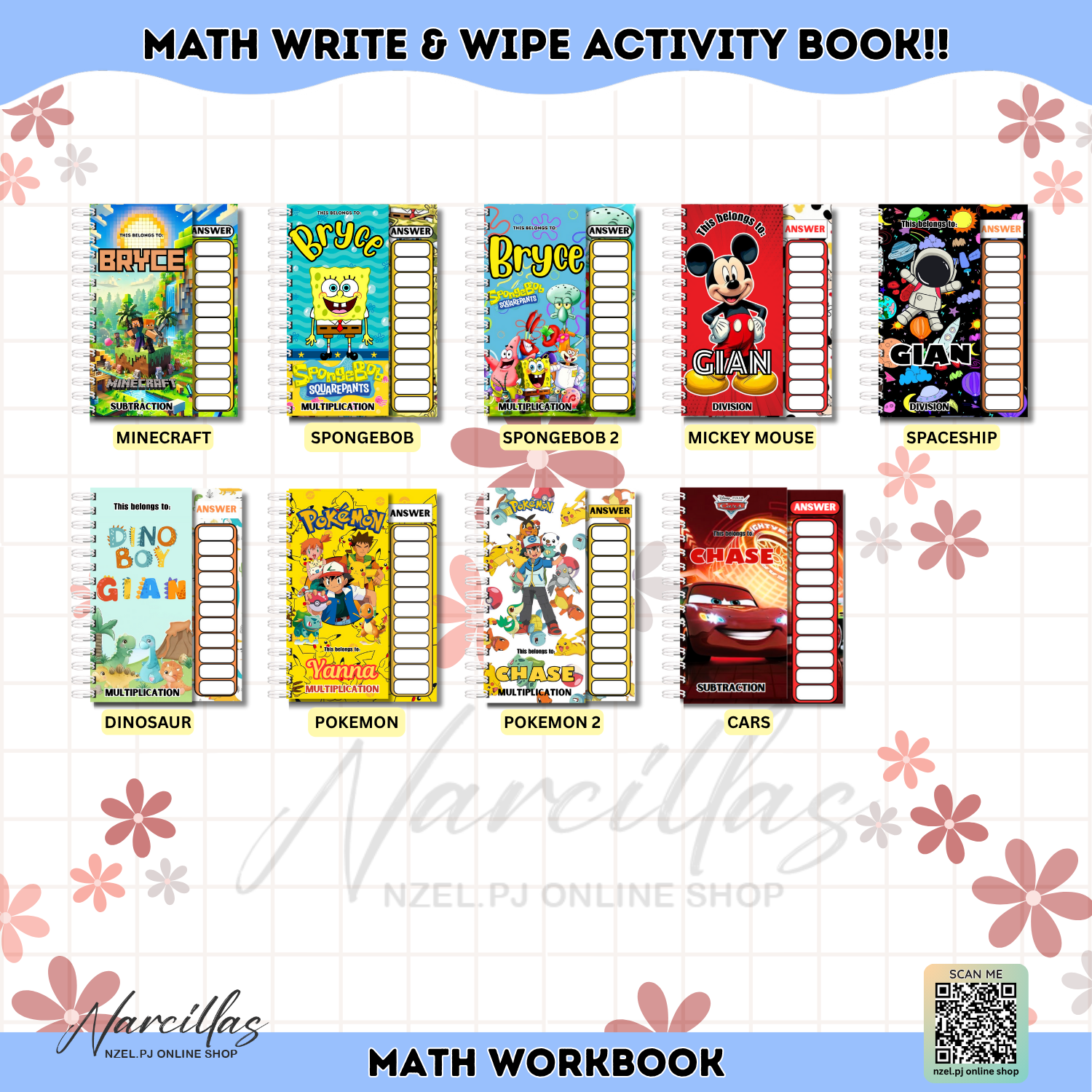 Math Write and Wipe Laminated Workbook | Customized | MDAS | A5 size ...