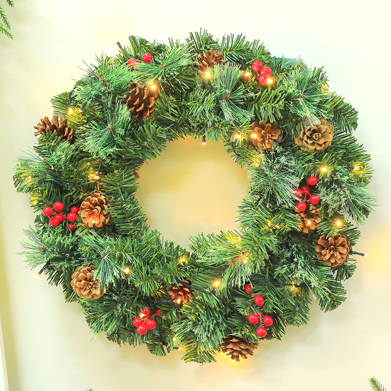40cm Christmas Wreath With Light Door Decorations Tree Door X-mas ...