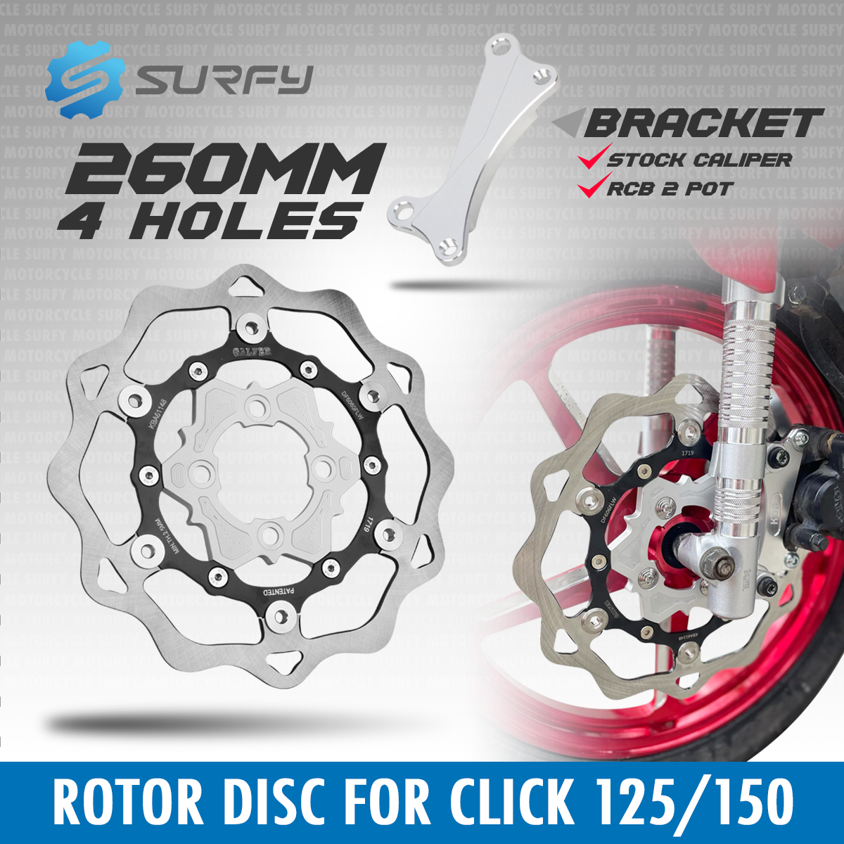 Galfer CNC Floating Disc 260mm Common 4holes For Mio/Click/Beat/Genio ...