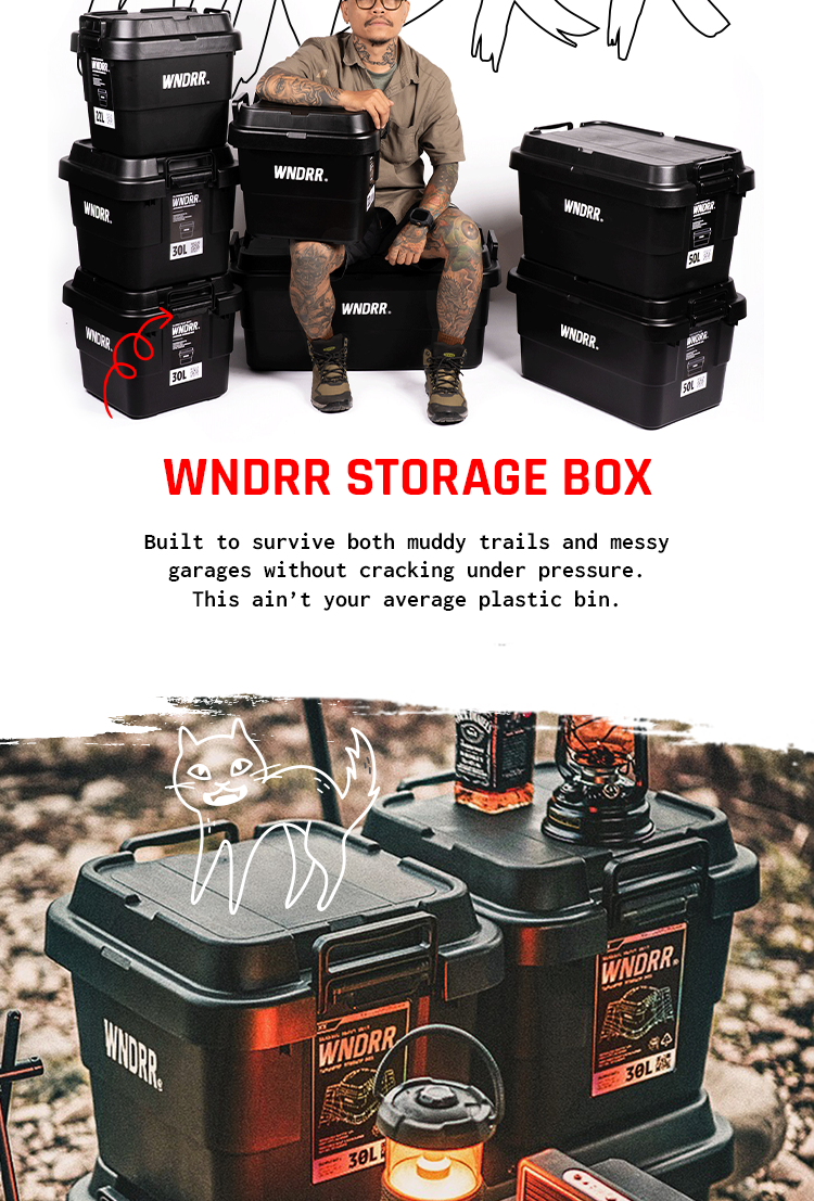 WNDRR Heavy Duty Storage Box – Stackable, Lockable, Outdoor-Ready ...