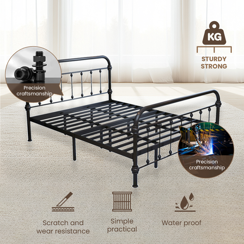 Royal Minimalist Iron Bed Frame Double Heavy Duty Thickened Steel E ...