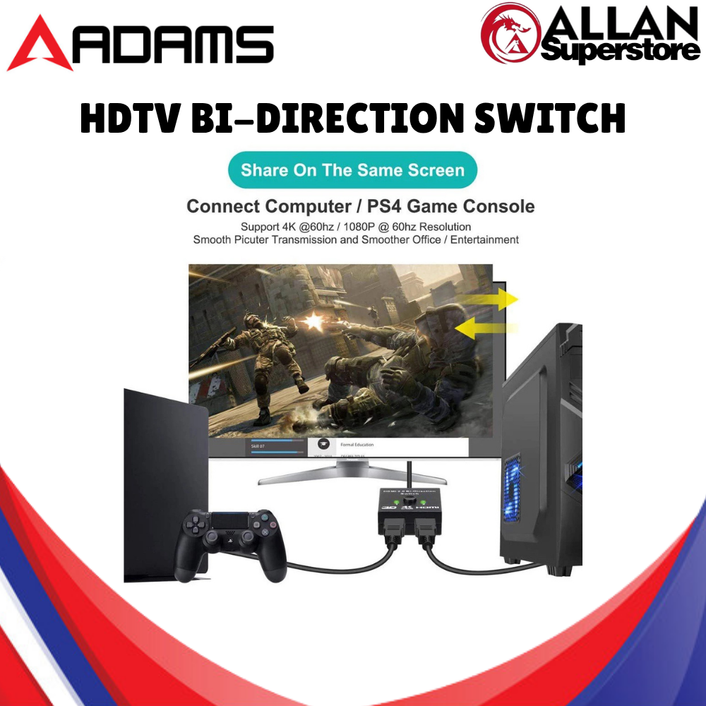 Adams 2-Port Bi-Directiona HDMI Switch 2x1 / 1x2 - Manual Switcher ...