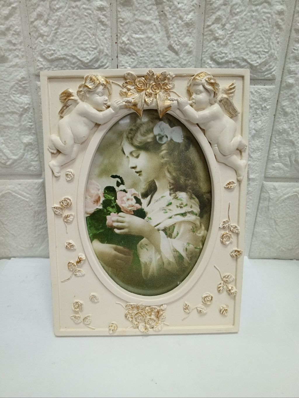 5R Poly resin Oval Photo Frame with 2 angel | Shopee Philippines