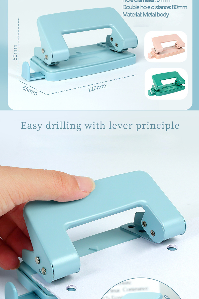 2 Hole Puncher 10 Sheet Capacity Adjustable Ruler Double Hole Puncher ...