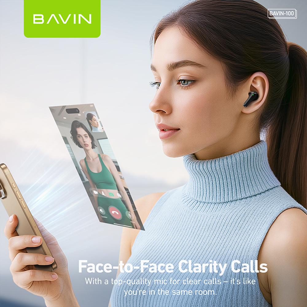 BAVIN BA100 TWS Bluetooth Hi-Res Audio Earbuds w/ Touch Control & AI ...