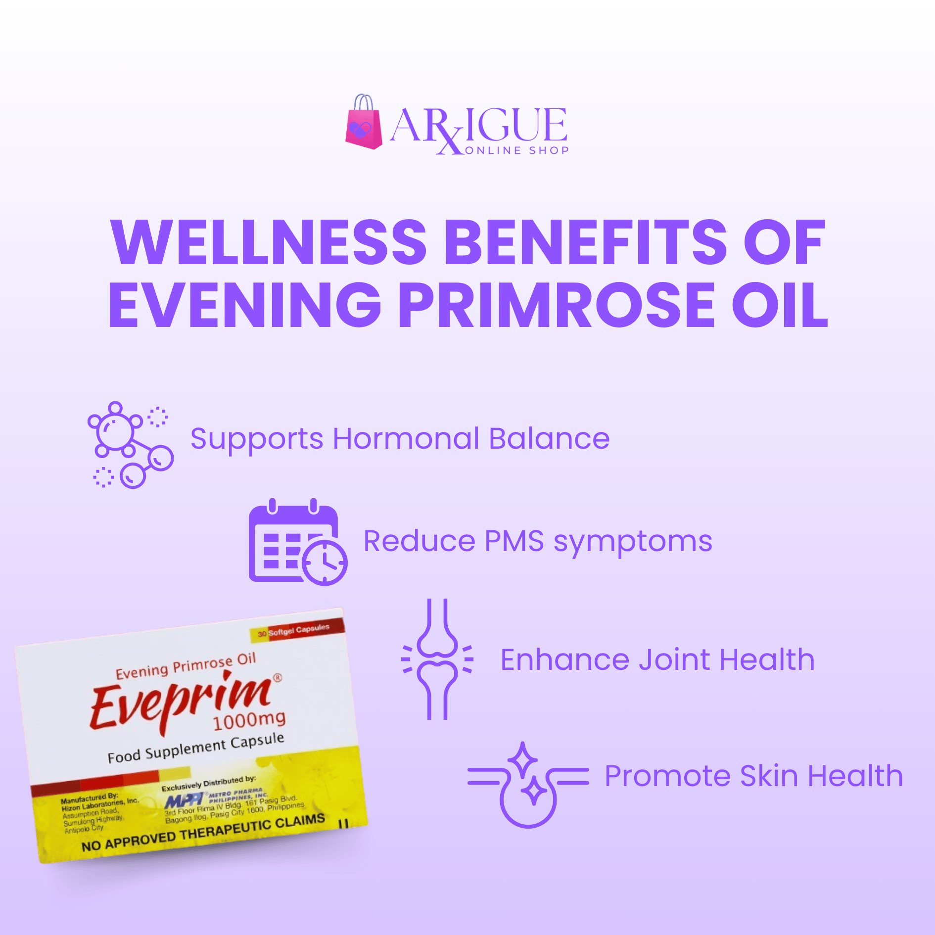 EVEPRIM Evening Primrose oil 1000mg 30 Caps | Shopee Philippines
