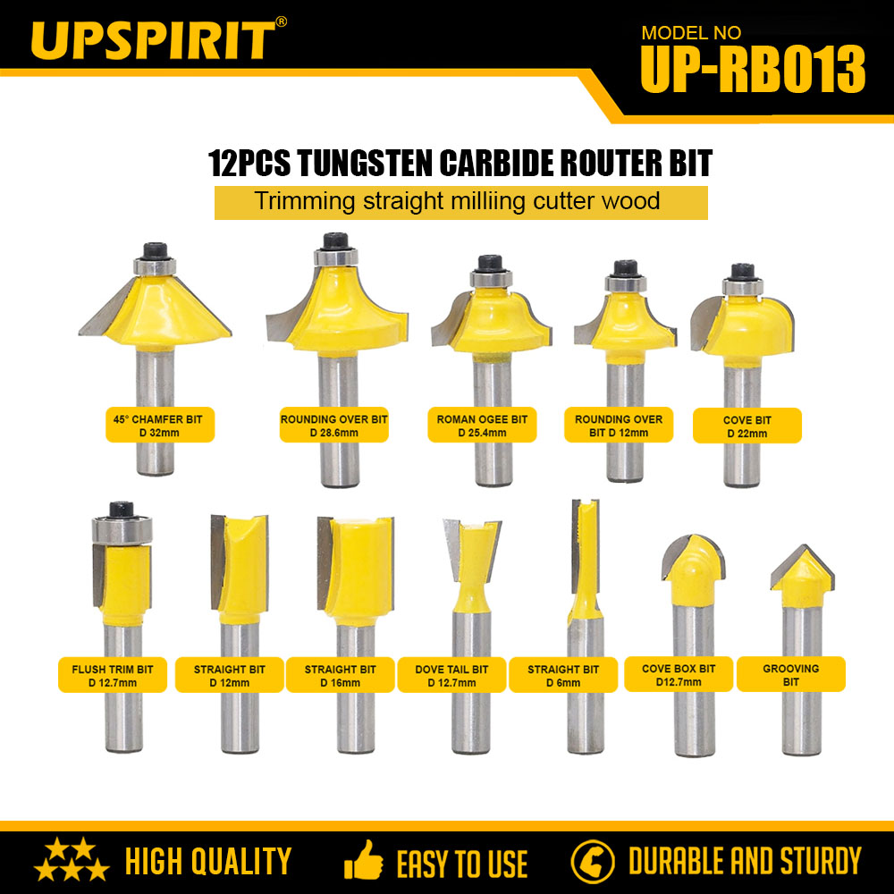 Upspirit 1/4 inch shank Router Bit Set Trimming Straight Beading ...