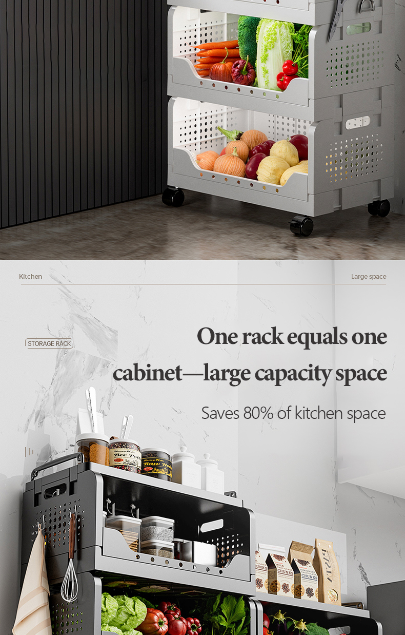 Foldable Storage Cabinet Plastic Drawer Kitchen Wardrobe Bath Storage ...
