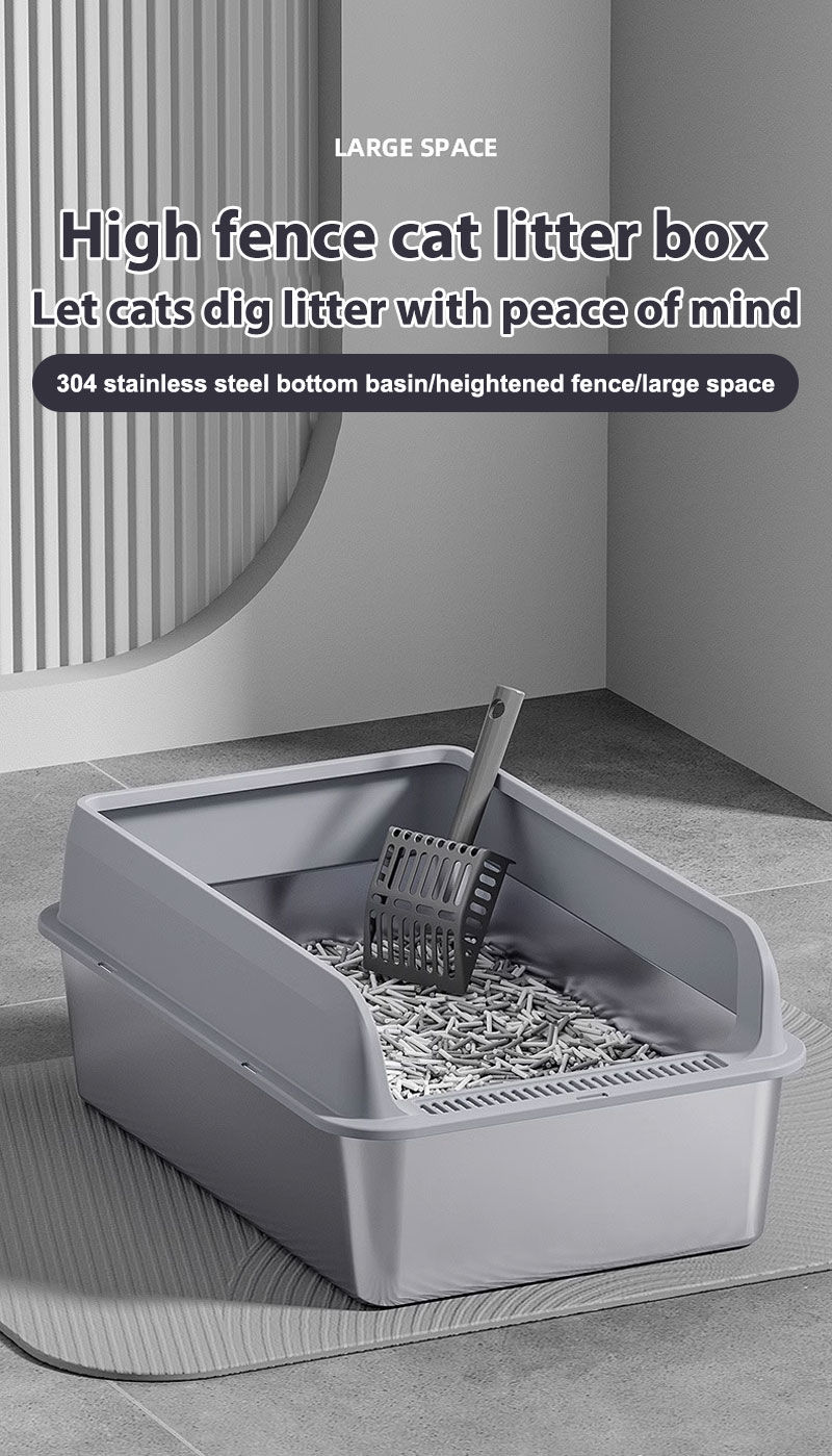 Extra Large Stainless Cat Litter Box Detachable Large Capacity Anti ...