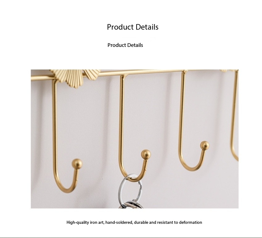 LHK 1pc 4/6 Hooks Wall Coat Racks Wall Mounted Ginkgo Leaf Hook Wall ...