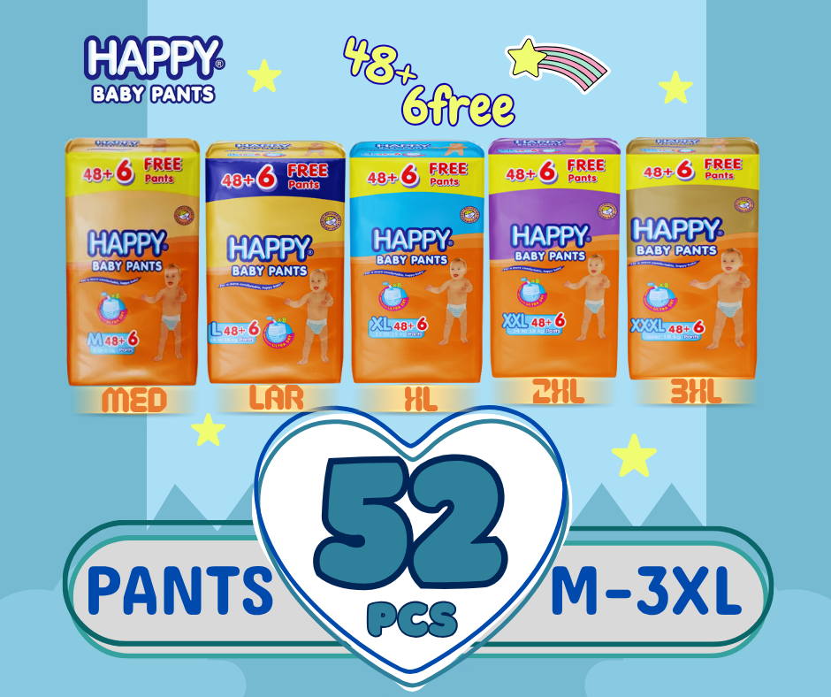 HAPPY BABY PANTS DIAPER x48+6free pads MEDIUM XXXL)