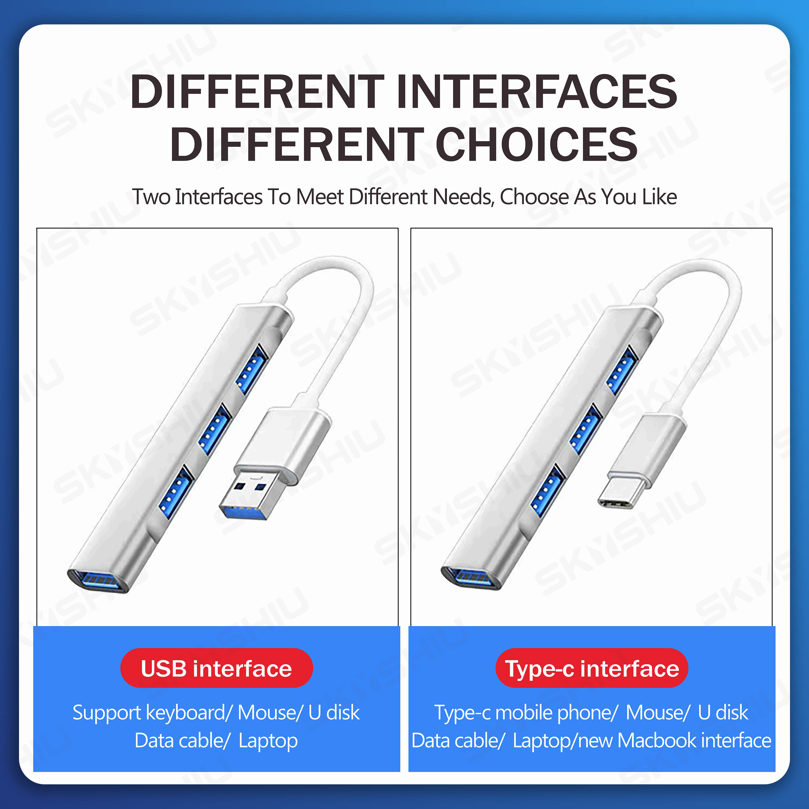 SKYSHIU USB 3.0 high-speed docking USB/Type-C multi-port hub ADAPTS to ...