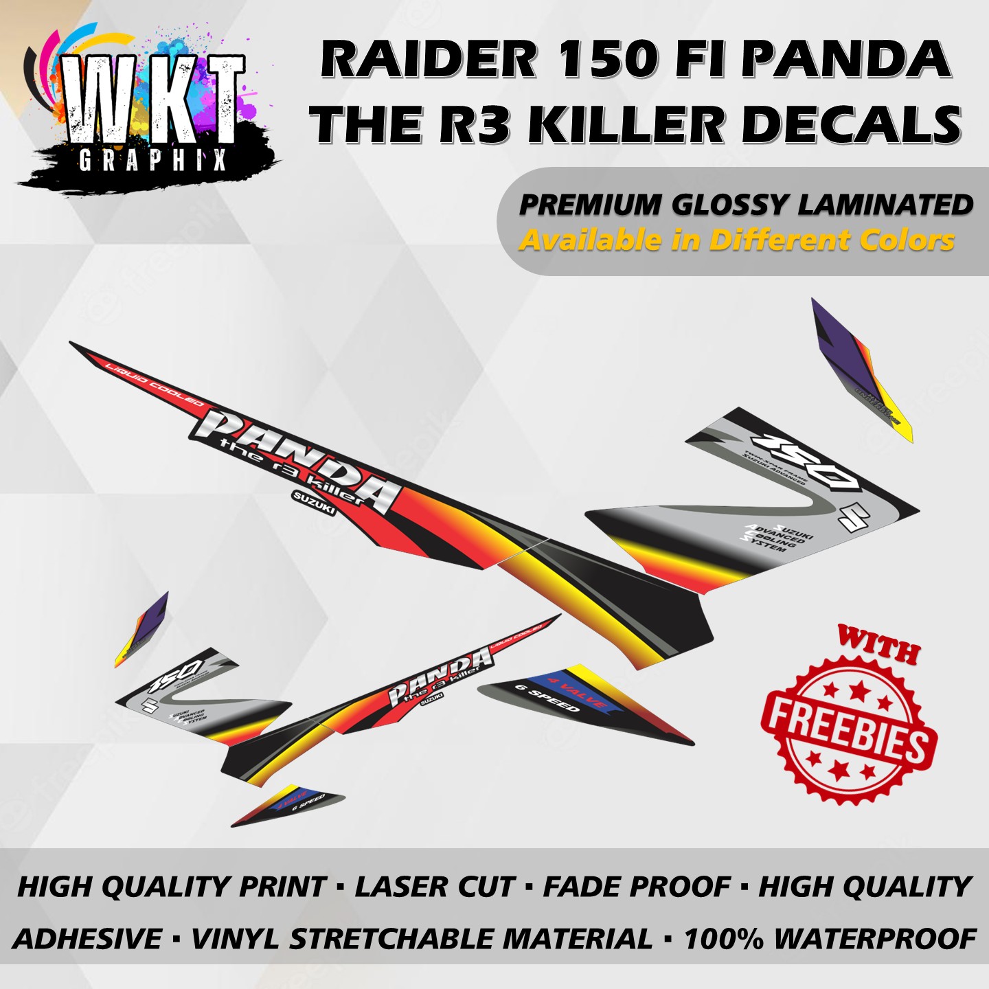 SUZUKI RAIDER 150 FI PANDA THE R3 KILLER DECALS STICKER (WATERPROOF ...