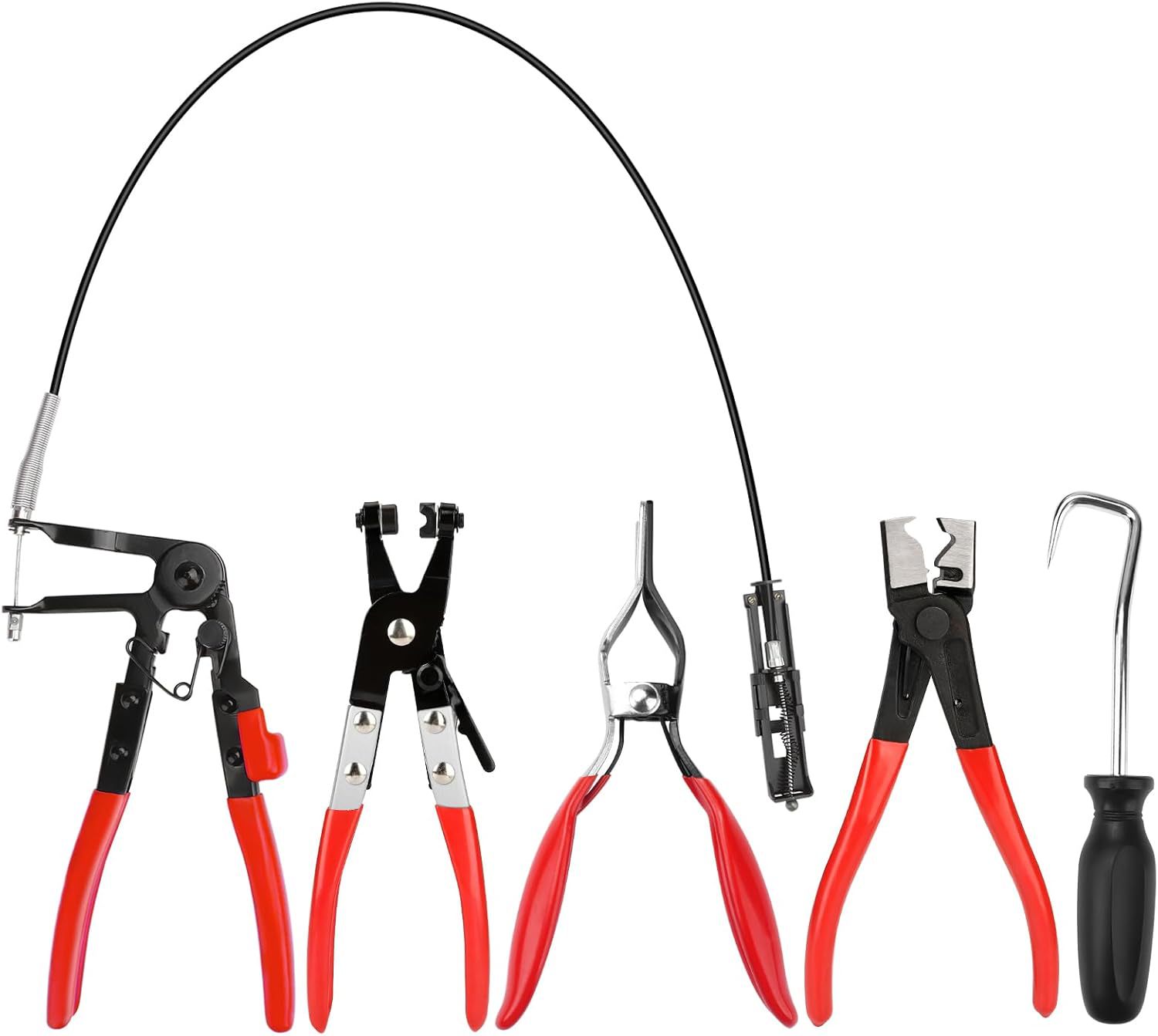 2FT Flexible Wire Long Reach Hose Clamp Pliers – Steel – For Fuel, Oil, Water Lines – Universal Auto Tool