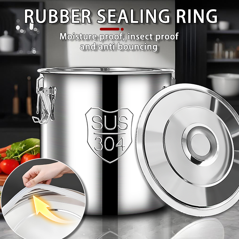 304 Stainless Steel Closed Food Rice Storage Container Insect Moisture ...