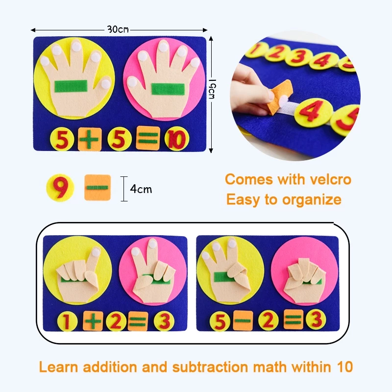 Montessori Counting Toy Felt Finger Number Math Board Children Addition ...