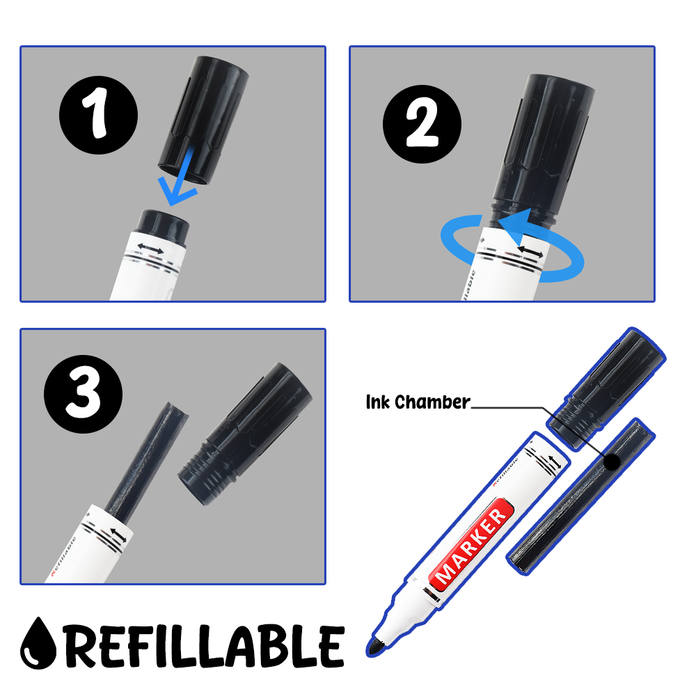 FCI White Board Marker Refillable Whiteboard with Large Capacity ...