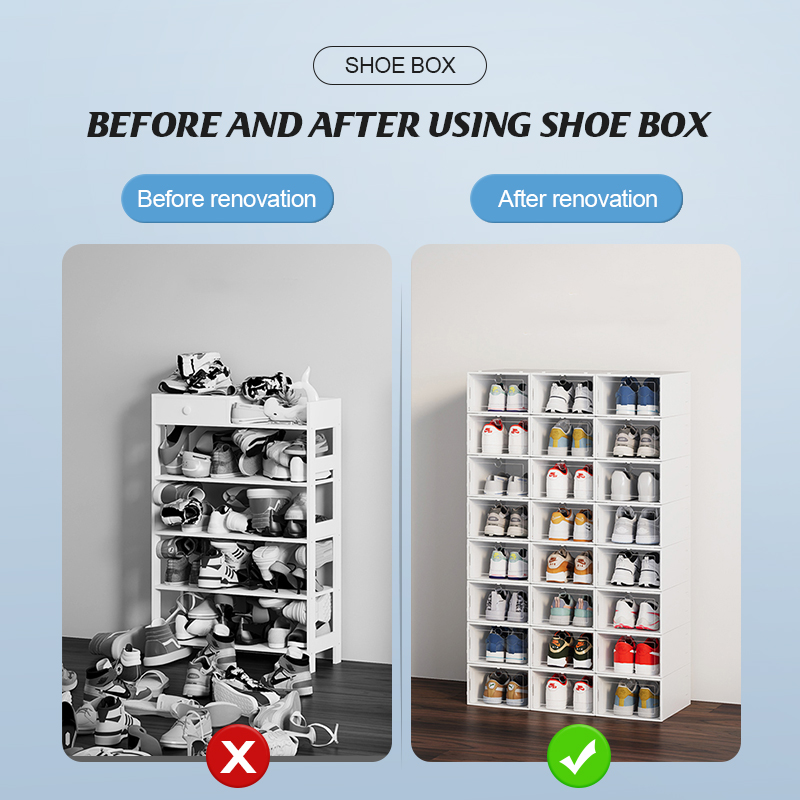 Hard Plastic Big Size Shoe Box Black Shoes Rack Storag Organizer ...