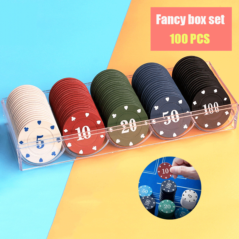 100pcs Poker Chip Set Portable Round Chips Mahjong chip points and ...