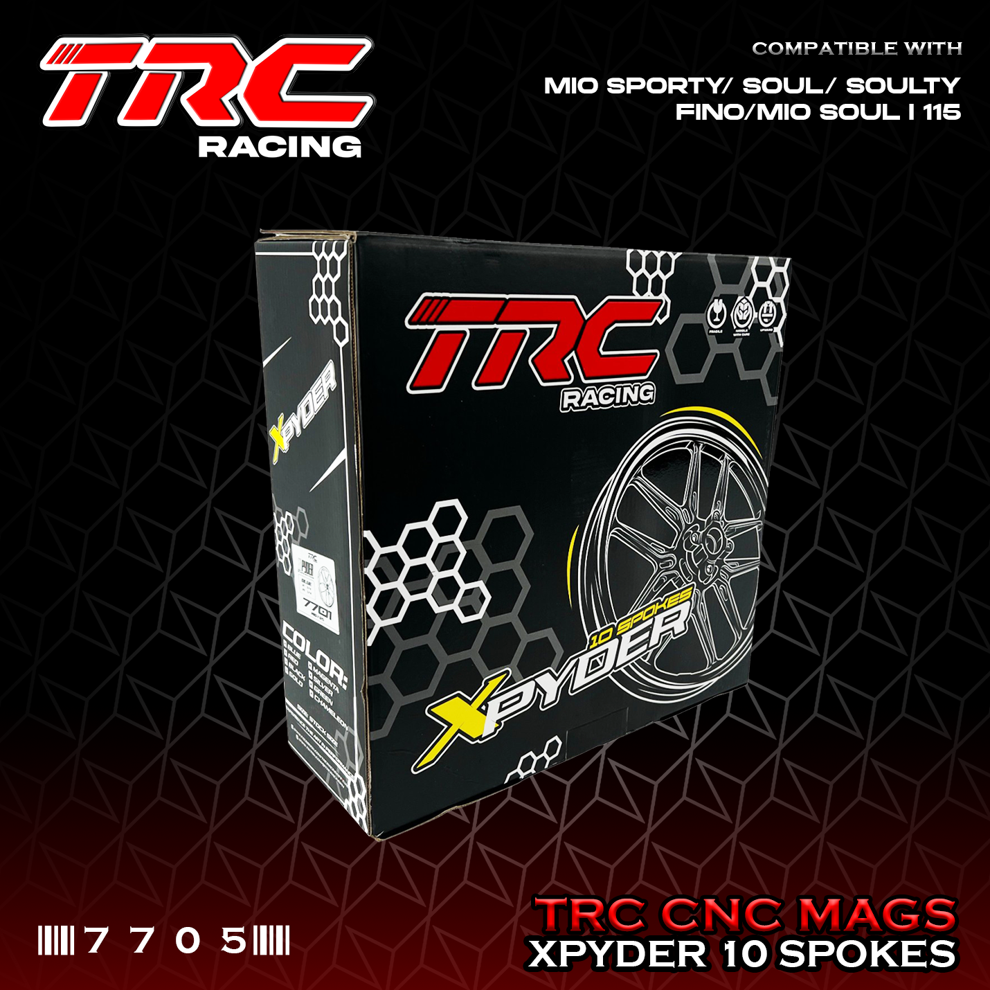 TRC CNC XPYDER 10 SPOKES MAG WHEELS (1.4F x 1.4R x 14) for SPORTY/SOUL ...