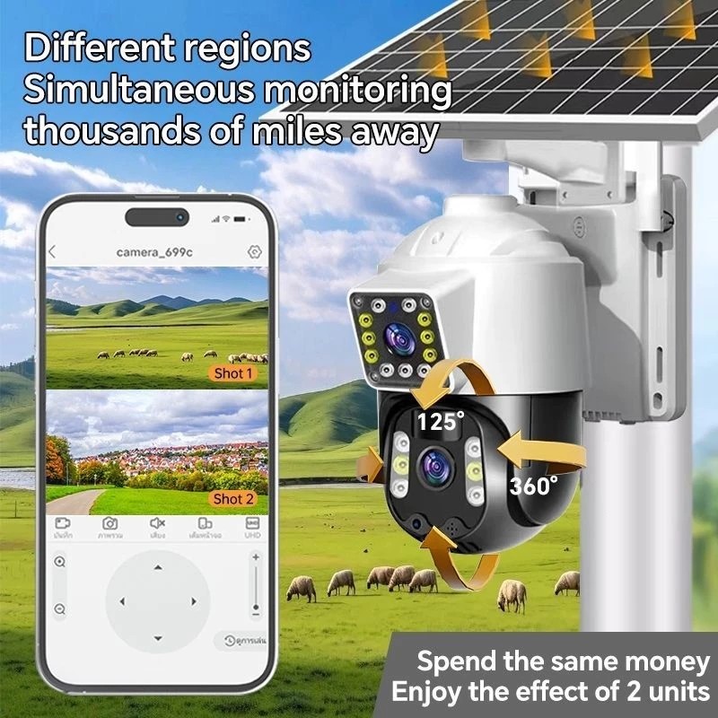 BUY 1 TAKE 1 V380 Pro 2K Dual Lens Solar CCTV Camera Outdoor With Wifi ...
