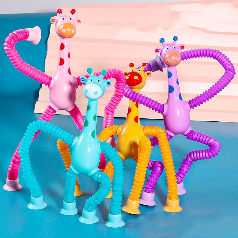LED Deformation Telescopic Robot Toy Giraffe Cartoon Suction Cup ...