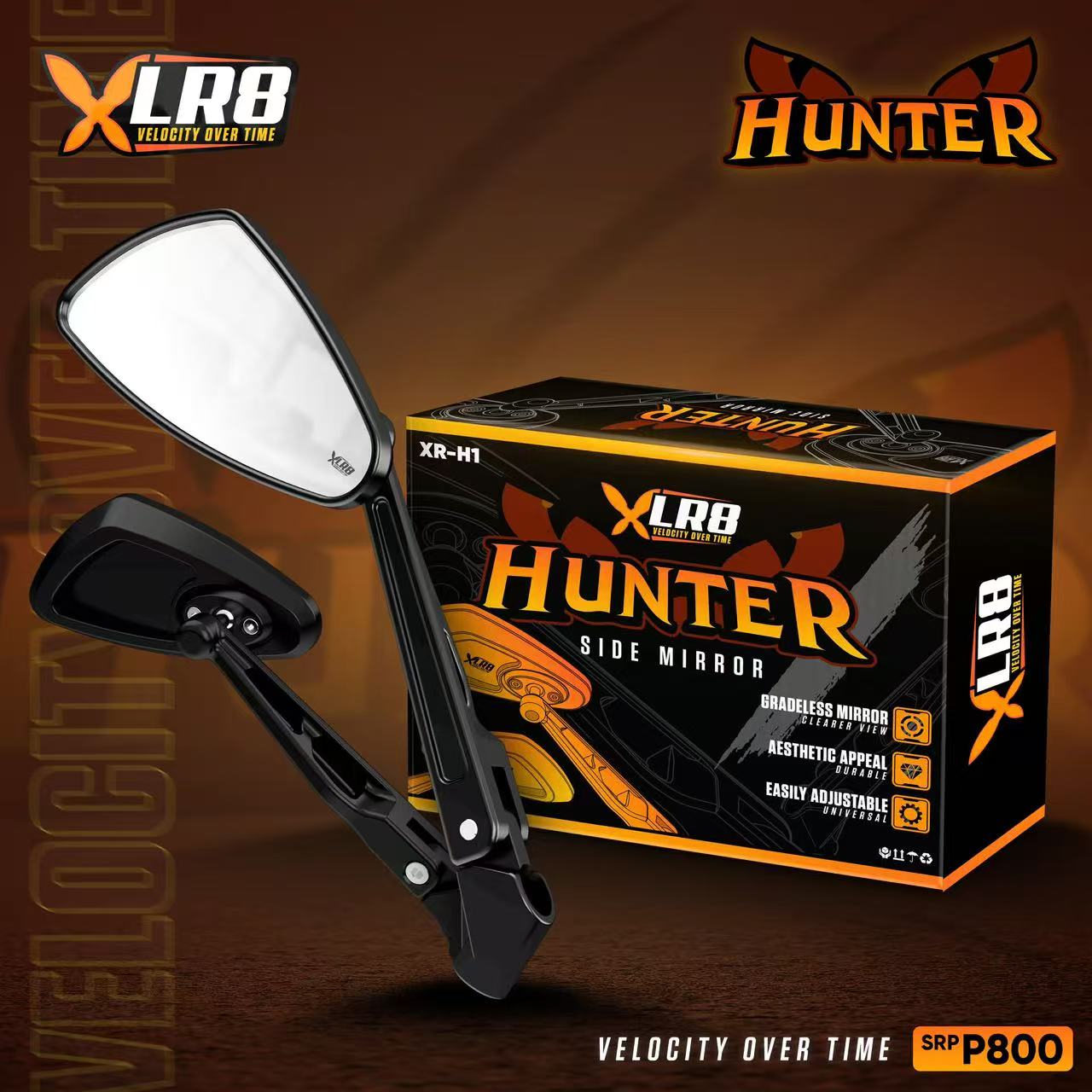 XLR8 Motorcycle Side Mirror Non Graded HD Clean Lens Universal with ...