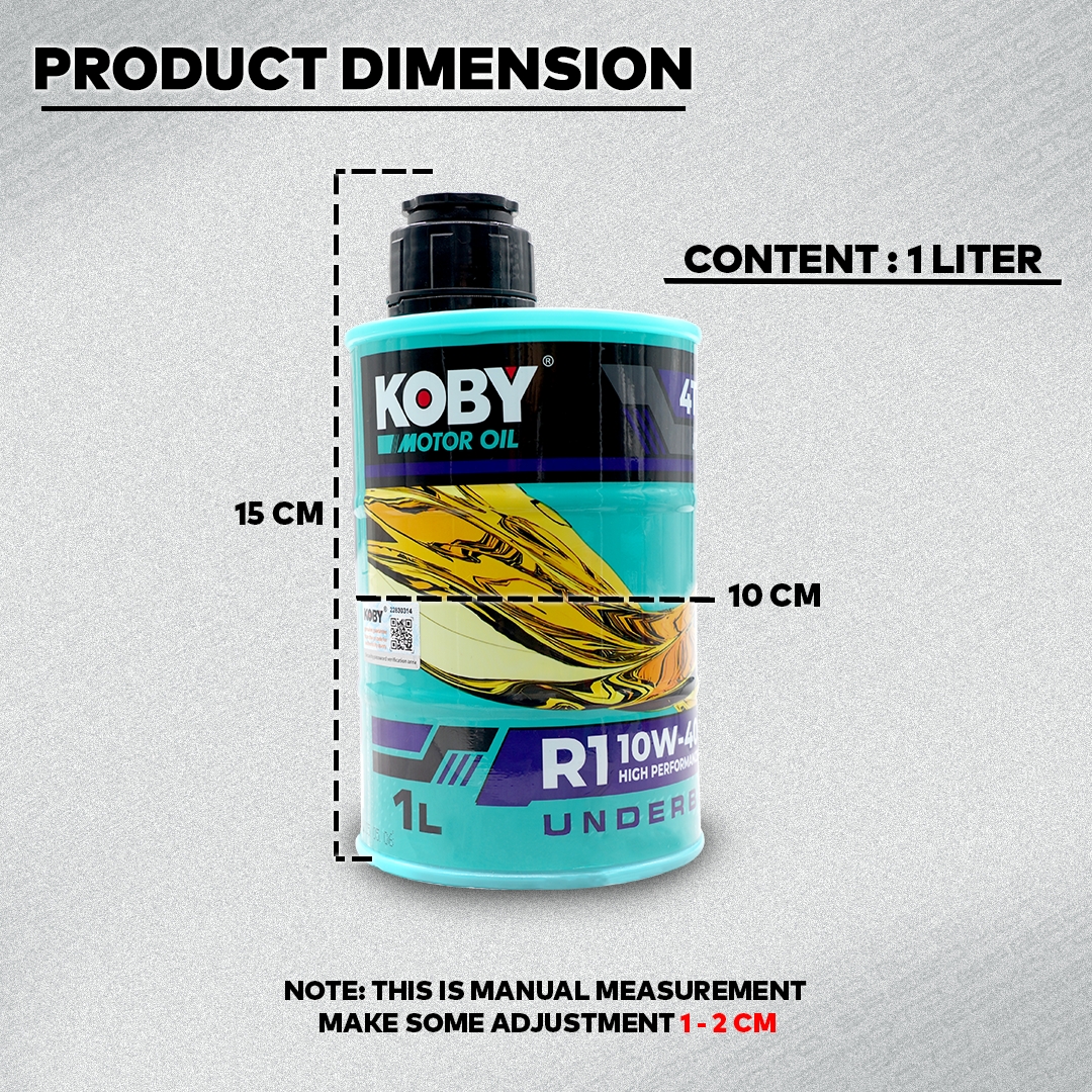 KOBY MOTOR OIL R1 10W-40 UNDERBONE 1LITER 4T API-SN JASO MA2 ENGINE OIL ...